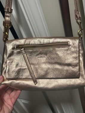 American Leather Metallic Rose Gold Leather Crossbody Bag